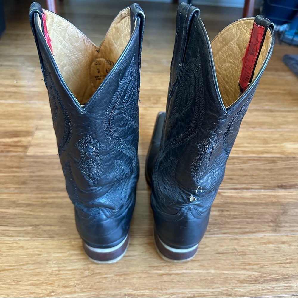 DONALDO Western Black Leather Cowboy Boots - Picture 5 of 8
